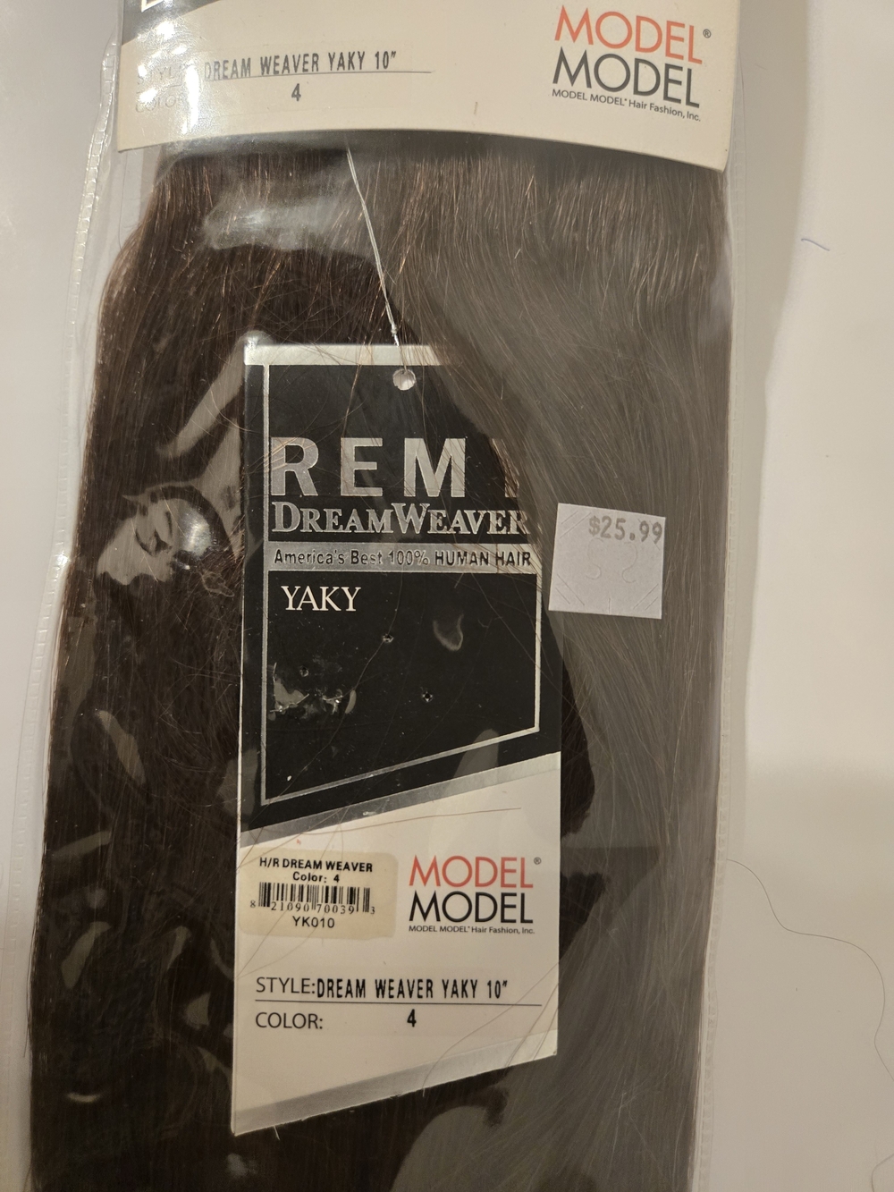 Dream Weaver Yaky 10" Hair Weft - Color 4 (Dark Brown) $25